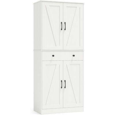 CostwayMeuble de Cuisine Haut de 183 cm Armoire Moderne avec 4 Portes de Grange Tiroir 3 Étagères Ajustables 2 Kits Anti-Basculement Blanc - Publicité CostwayMeuble de Cuisine Haut de 183 cm Armoire Moderne avec 4 Portes de Grange Tiroir 3 Étagères Ajustables 2 Kits Anti-Basculement Blanc - Publicité