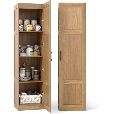 Costway150CM Armoire de Rangement Cabinet Indépendant à 4 Niveaux avec Porte Organisateur de Garde-Manger Étroit Naturel - Publicité Costway150CM Armoire de Rangement Cabinet Indépendant à 4 Niveaux avec Porte Organisateur de Garde-Manger Étroit Naturel - Publicité