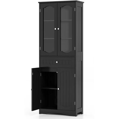 CostwayArmoire de Rangement de 160 cm de Haut 2 Portes en Verre Transparent 2 Etagères Réglables 1 Tiroir Autoportante Noir - Publicité CostwayArmoire de Rangement de 160 cm de Haut 2 Portes en Verre Transparent 2 Etagères Réglables 1 Tiroir Autoportante Noir - Publicité