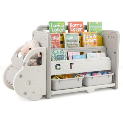 CostwayRangement pour Jouets et Bibliothèque pour Enfants Meuble de Rangement a 3 Niveaux avec 2 Boîtes de Rangement Roulettes Décoratives - Publicité CostwayRangement pour Jouets et Bibliothèque pour Enfants Meuble de Rangement a 3 Niveaux avec 2 Boîtes de Rangement Roulettes Décoratives - Publicité
