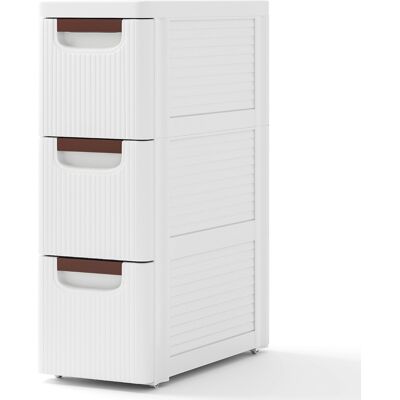 CostwayArmoire de Rangement Étroite pour Petits Espaces Unité Organisatrice Roulante à 3 Tiroirs avec Roues Intégrées Conteneur en Plastique Blanc - Publicité CostwayArmoire de Rangement Étroite pour Petits Espaces Unité Organisatrice Roulante à 3 Tiroirs avec Roues Intégrées Conteneur en Plastique Blanc - Publicité