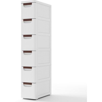 CostwayArmoire de Rangement Étroite pour Petits Espaces Unité Organisatrice Roulante à 6 Tiroirs avec Roues Intégrées Conteneur en Plastique Blanc - Publicité CostwayArmoire de Rangement Étroite pour Petits Espaces Unité Organisatrice Roulante à 6 Tiroirs avec Roues Intégrées Conteneur en Plastique Blanc - Publicité