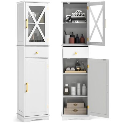 CostwayArmoire de Salle de Bain Haute Meuble de Rangement Étroit avec Tiroir 2 Portes et 3 Étagères Réglables Tour à Linge 40 x 30 x 168 cm Blanc - Publicité CostwayArmoire de Salle de Bain Haute Meuble de Rangement Étroit avec Tiroir 2 Portes et 3 Étagères Réglables Tour à Linge 40 x 30 x 168 cm Blanc - Publicité