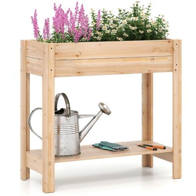 CostwayJardinière Surélevée en Bois avec Pieds Lit de Jardin avec Étagère de Rangement et Trous de Drainage Conteneur pour Fleurs 81x38x76cm - Publicité CostwayJardinière Surélevée en Bois avec Pieds Lit de Jardin avec Étagère de Rangement et Trous de Drainage Conteneur pour Fleurs 81x38x76cm - Publicité