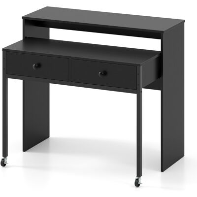 CostwayBureau d'Ordinateur Rétractable Bureau de Rangement Gain de Place avec Tiroirs Coiffeuse Compacte avec Roulettes Noir - Publicité CostwayBureau d'Ordinateur Rétractable Bureau de Rangement Gain de Place avec Tiroirs Coiffeuse Compacte avec Roulettes Noir - Publicité