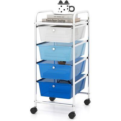 CostwayChariot de Rangement à Roulettes avec 4 Tiroirs Plastiques Amovibles Tour de Rangement à Roulettes Cadre en Métal 37 x 32 x 76 cm Bleu - Publicité CostwayChariot de Rangement à Roulettes avec 4 Tiroirs Plastiques Amovibles Tour de Rangement à Roulettes Cadre en Métal 37 x 32 x 76 cm Bleu - Publicité