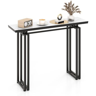 CostwayTable Console Marbre Meuble d'Entrée Cadre en Métal Design Noir pour Entrée Couloir Salon 110 x 30 x 81 cm Blanc+Noir - Publicité CostwayTable Console Marbre Meuble d'Entrée Cadre en Métal Design Noir pour Entrée Couloir Salon 110 x 30 x 81 cm Blanc+Noir - Publicité