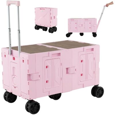 CostwayChariot Utilitaire Pliable avec Caisses de Rangement à 2 Niveaux 5 Roues Pivotantes Poignée Télescopique en Métal Chariot Portable Rose - Publicité CostwayChariot Utilitaire Pliable avec Caisses de Rangement à 2 Niveaux 5 Roues Pivotantes Poignée Télescopique en Métal Chariot Portable Rose - Publicité