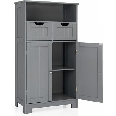 CostwayMeuble de Salle de Bain Armoire Rangement de Toilette 60 x 30 x 109 CM avec 2 Tiroirs et 2 Portes Gris - Publicité CostwayMeuble de Salle de Bain Armoire Rangement de Toilette 60 x 30 x 109 CM avec 2 Tiroirs et 2 Portes Gris - Publicité