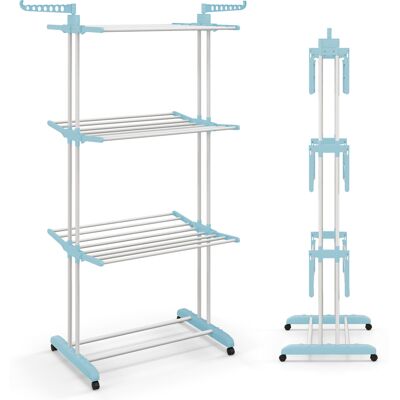 CostwayÉtendoir à Linge à Séchoir Pliant avec Ailes Latérales Rotatives et Étagères Pliables pour une Utilisation en Intérieur et en Extérieur Bleu - Publicité CostwayÉtendoir à Linge à Séchoir Pliant avec Ailes Latérales Rotatives et Étagères Pliables pour une Utilisation en Intérieur et en Extérieur Bleu - Publicité