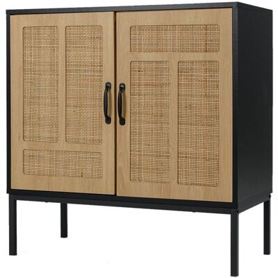 CostwayMeuble de Rangement en Rotin Meuble D'appoint Bohème à Motif Asymétrique Buffet à 2 Portes avec Étagère Réglable à 3 Positions Noir - Publicité CostwayMeuble de Rangement en Rotin Meuble D'appoint Bohème à Motif Asymétrique Buffet à 2 Portes avec Étagère Réglable à 3 Positions Noir - Publicité