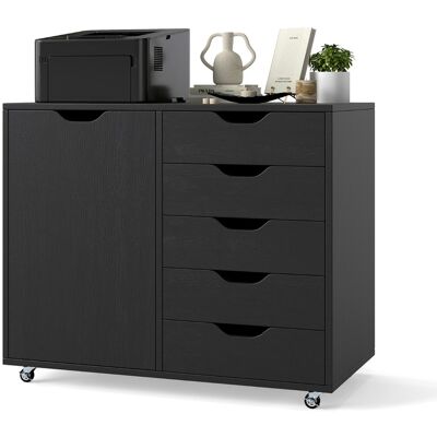 CostwayClasseur de Bureau à 5 Tiroirs avec Porte Classeur Mobile en Bois avec Étagère Réglable Classeur Latéral Roulant avec 5 Roulettes Noir - Publicité CostwayClasseur de Bureau à 5 Tiroirs avec Porte Classeur Mobile en Bois avec Étagère Réglable Classeur Latéral Roulant avec 5 Roulettes Noir - Publicité