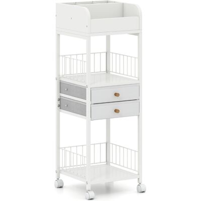 CostwayOrganisateur de Maquillage Chariot de Rangement avec Tiroirs Étagères Roues Support de Présentation Outils de Coiffure Blanc - Publicité CostwayOrganisateur de Maquillage Chariot de Rangement avec Tiroirs Étagères Roues Support de Présentation Outils de Coiffure Blanc - Publicité