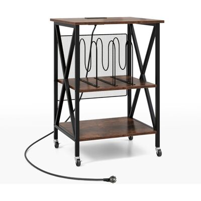 CostwaySupport pour Tourne-disque Support pour Platine avec Station de Charge Intégrée Table d'Appoint en Métal avec Séparateur Marron Rustique - Publicité CostwaySupport pour Tourne-disque Support pour Platine avec Station de Charge Intégrée Table d'Appoint en Métal avec Séparateur Marron Rustique - Publicité