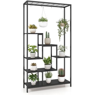 CostwaySupport pour Plantes à 6 Niveaux Étagère pour Plantes d'Intérieur en Métal 10 Crochets de Suspension Étagère Métallique Présentoir Noir - Publicité CostwaySupport pour Plantes à 6 Niveaux Étagère pour Plantes d'Intérieur en Métal 10 Crochets de Suspension Étagère Métallique Présentoir Noir - Publicité