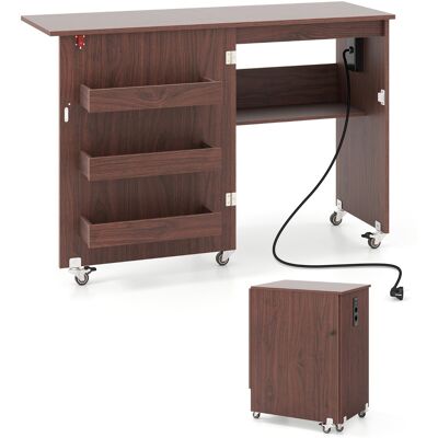 CostwayTable de Couture Pliante avec Station de Charge Chariot de Bricolage avec Étagère et Tiroirs Armoire de Rangement Brun Rustique - Publicité CostwayTable de Couture Pliante avec Station de Charge Chariot de Bricolage avec Étagère et Tiroirs Armoire de Rangement Brun Rustique - Publicité