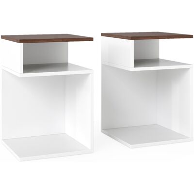 Costway2 Tables d'Appoint en Forme S avec 4 Casiers Ouverts Noyer - Publicité Costway2 Tables d'Appoint en Forme S avec 4 Casiers Ouverts Noyer - Publicité