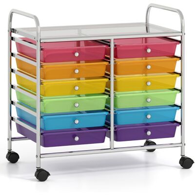 CostwayChariot de Rangement à roulettes 12 Tiroirs en PP Tour de Rangement avec Tablette Roues Universelles Cadre en Métal Coloré - Publicité CostwayChariot de Rangement à roulettes 12 Tiroirs en PP Tour de Rangement avec Tablette Roues Universelles Cadre en Métal Coloré - Publicité