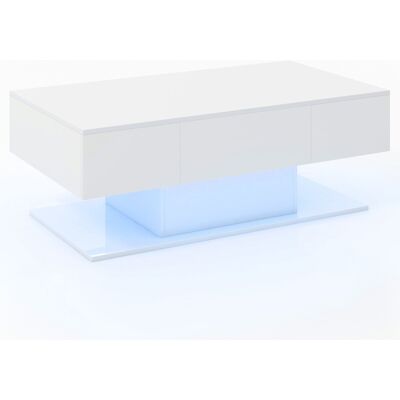 CostwayTable d'Appoint à 2 Niveaux avec 20 Lumières LED Colorées et 2 Tiroirs de Rangement Table Centrale Rectangulaire Blanc - Publicité CostwayTable d'Appoint à 2 Niveaux avec 20 Lumières LED Colorées et 2 Tiroirs de Rangement Table Centrale Rectangulaire Blanc - Publicité