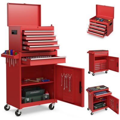 CostwayServante Porte Outils à 4 Tiroirs avec Roues Verrouillables Rouge - Publicité CostwayServante Porte Outils à 4 Tiroirs avec Roues Verrouillables Rouge - Publicité