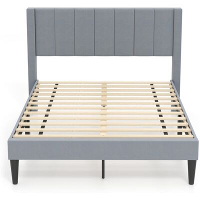 CostwayCadre de Lit Double Sommier Tissu Velouté avec Tête de Lit Lattes en Bois Patins Réglables Pas de Sommier Nécessaire Charge 250kg Gris - Publicité CostwayCadre de Lit Double Sommier Tissu Velouté avec Tête de Lit Lattes en Bois Patins Réglables Pas de Sommier Nécessaire Charge 250kg Gris - Publicité