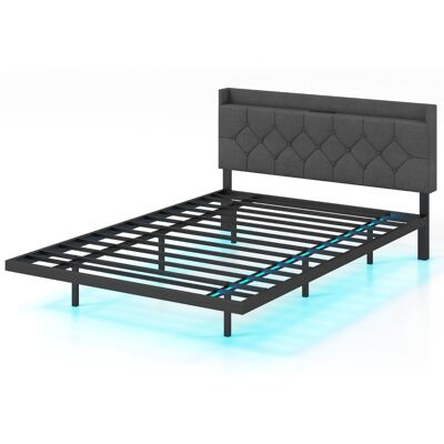Cadre de Lit Costway 18746932 - Plateforme flottante moderne avec LED - Publicité Cadre de Lit Costway 18746932 - Plateforme flottante moderne avec LED - Publicité