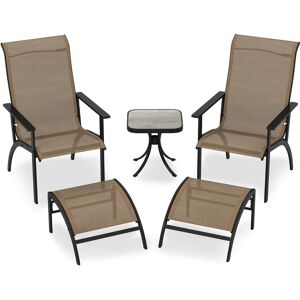 CostwayEnsemble de 5 Pièces de Chaises Adirondack Chaises de Salon d'Extérieur avec Ottomans et Table d'Appoint Mobilier de Conversation Marron - Publicité CostwayEnsemble de 5 Pièces de Chaises Adirondack Chaises de Salon d'Extérieur avec Ottomans et Table d'Appoint Mobilier de Conversation Marron - Publicité