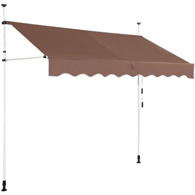 CostwayAuvent Manuel Rétractable 250CM Hauteur Réglable 200-300CM Store Banne en Aluminium et Tissu Oxford Anti UV Café - Publicité CostwayAuvent Manuel Rétractable 250CM Hauteur Réglable 200-300CM Store Banne en Aluminium et Tissu Oxford Anti UV Café - Publicité