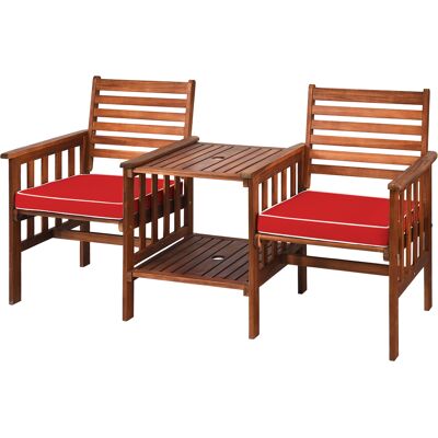 Ensemble de Mobilier de Jardin Costway - Bois d’Acacia, Trou de Parasol, Coussins - Publicité Ensemble de Mobilier de Jardin Costway - Bois d’Acacia, Trou de Parasol, Coussins - Publicité