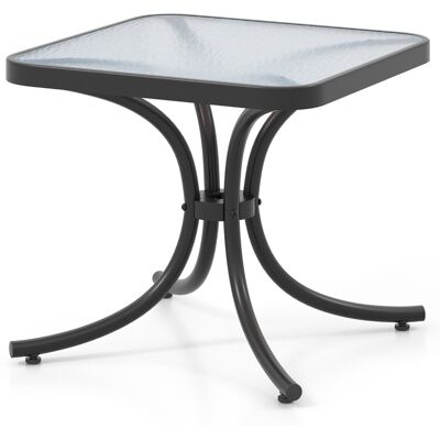 Table en verre carré pour extérieur - Cadre métallique robuste, 50cm - Publicité Table en verre carré pour extérieur - Cadre métallique robuste, 50cm - Publicité