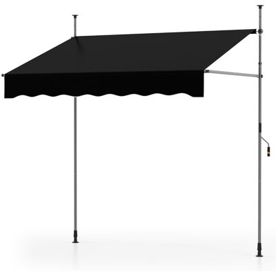 CostwayStore Banne Manuel Rétractable de 2x1,2M avec Manivelle Hauteur Réglable 210-300CM Auvent de Terrasse en Aluminium Noir - Publicité CostwayStore Banne Manuel Rétractable de 2x1,2M avec Manivelle Hauteur Réglable 210-300CM Auvent de Terrasse en Aluminium Noir - Publicité