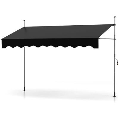 CostwayStore Banne Manuel Rétractable 300cm(L)x210-300cm(H) Sans Perçage Auvent Pare-Soleil Réglable Extérieur avec Manivelle Noir - Publicité CostwayStore Banne Manuel Rétractable 300cm(L)x210-300cm(H) Sans Perçage Auvent Pare-Soleil Réglable Extérieur avec Manivelle Noir - Publicité