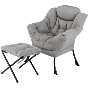 CostwayChaise Paresseuse avec Ottoman Fauteuil de Loisirs Rembourré Sherpa Moderne avec Repose-pied Pliable Coussin de Tête Gris - Publicité CostwayChaise Paresseuse avec Ottoman Fauteuil de Loisirs Rembourré Sherpa Moderne avec Repose-pied Pliable Coussin de Tête Gris - Publicité