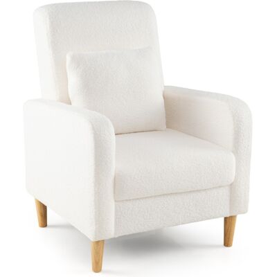 CostwayFauteuil Rembourré avec Coussin Lombaire Revêtement en Laine d'ours en Peluche Pieds en Bois de Caoutchouc Style Moderne 76*69*92cm Blanc - Publicité CostwayFauteuil Rembourré avec Coussin Lombaire Revêtement en Laine d'ours en Peluche Pieds en Bois de Caoutchouc Style Moderne 76*69*92cm Blanc - Publicité