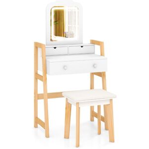 CostwayEnsemble de Coiffeuse avec Miroir Éclairé et Tabouret Table de Maquillage avec Lumières LED 3 Couleurs Tiroirs Pieds en Bois de Pin Blanc - Publicité CostwayEnsemble de Coiffeuse avec Miroir Éclairé et Tabouret Table de Maquillage avec Lumières LED 3 Couleurs Tiroirs Pieds en Bois de Pin Blanc - Publicité