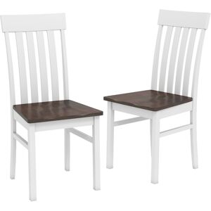 CostwayLot de 2 Chaises de Salle à Manger Chaises de Cuisine sans Accoudoirs avec Dossiers Hauts à Lattes Sièges Concaves Pieds en Bois Blanc+Brun - Publicité CostwayLot de 2 Chaises de Salle à Manger Chaises de Cuisine sans Accoudoirs avec Dossiers Hauts à Lattes Sièges Concaves Pieds en Bois Blanc+Brun - Publicité