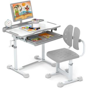 CostwayEnsemble de Bureau et Chaise pour Enfant Bureau d'Étude Réglable en Hauteur avec Plateau Inclinable Support de Livre Gris - Publicité CostwayEnsemble de Bureau et Chaise pour Enfant Bureau d'Étude Réglable en Hauteur avec Plateau Inclinable Support de Livre Gris - Publicité