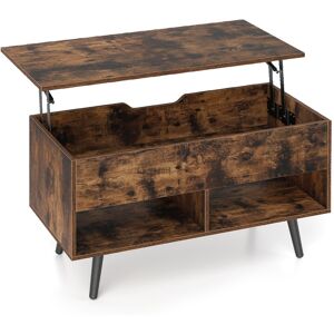 CostwayTable Basse Relevable avec 2 Compartiments et Rangement Caché Table Basse Salon à Pieds en Bois de Pin avec Levage Pneumatique Café - Publicité CostwayTable Basse Relevable avec 2 Compartiments et Rangement Caché Table Basse Salon à Pieds en Bois de Pin avec Levage Pneumatique Café - Publicité