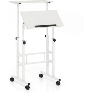 CostwayBureau Assis-Debout à Roulettes Table Informatique pour Ordinateur Hauteur Réglable Poste de Travail Inclinable Blanc - Publicité CostwayBureau Assis-Debout à Roulettes Table Informatique pour Ordinateur Hauteur Réglable Poste de Travail Inclinable Blanc - Publicité
