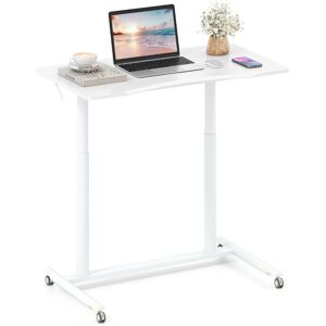 CostwayBureau Mobile Debout Bureau d Ordinateur Réglable en Hauteur en Forme de C avec Roulettes Verrouillables et Cadre en Métal Blanc - Publicité CostwayBureau Mobile Debout Bureau d Ordinateur Réglable en Hauteur en Forme de C avec Roulettes Verrouillables et Cadre en Métal Blanc - Publicité