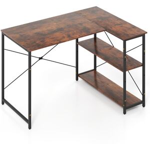CostwayBureau d'Ordinateur en Forme de L Bureau d'angle Réversible avec Étagère Réglable Table d'Étude Gain de Place avec Cadre Métallique Marron - Publicité CostwayBureau d'Ordinateur en Forme de L Bureau d'angle Réversible avec Étagère Réglable Table d'Étude Gain de Place avec Cadre Métallique Marron - Publicité
