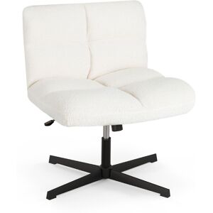 CostwayChaise de Bureau à Pieds Croisés Sans Accoudoirs Polaire Imitation Agneau Hauteur Réglable Siège Large Chaise de Travail pour Bureau Blanc - Publicité CostwayChaise de Bureau à Pieds Croisés Sans Accoudoirs Polaire Imitation Agneau Hauteur Réglable Siège Large Chaise de Travail pour Bureau Blanc - Publicité