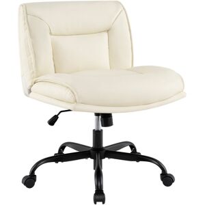 CostwayChaise de Bureau avec Roues Sans Accoudoirs en Cuir Artificiel avec Dossier Hauteur Réglable Vérin à Gaz Chaise Tournante à 360° Beige - Publicité CostwayChaise de Bureau avec Roues Sans Accoudoirs en Cuir Artificiel avec Dossier Hauteur Réglable Vérin à Gaz Chaise Tournante à 360° Beige - Publicité