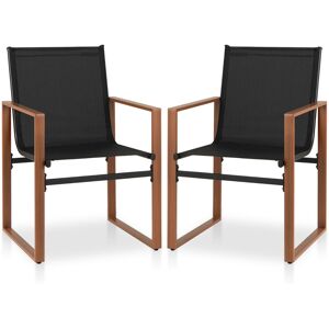 CostwayLot de 2 Chaises de Salle à Manger Chaise de Patio Siège et Dossier Respirants Accoudoirs Larges Cadre en Métal Chaise en Tissu Noir - Publicité CostwayLot de 2 Chaises de Salle à Manger Chaise de Patio Siège et Dossier Respirants Accoudoirs Larges Cadre en Métal Chaise en Tissu Noir - Publicité