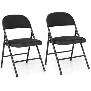 CostwayChaises Pliantes Chaises de Fête Rembourrées avec Cadre en Métal Chaises Empilables en Cuir PVC Lot de 2 Noir - Publicité CostwayChaises Pliantes Chaises de Fête Rembourrées avec Cadre en Métal Chaises Empilables en Cuir PVC Lot de 2 Noir - Publicité