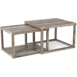 CostwayEnsemble de 2 Tables Basses Gigognes Tables d'Appoint Rectangulaires Empilables avec étagère de Rangement Structure en Bois de Caoutchouc Gris - Publicité CostwayEnsemble de 2 Tables Basses Gigognes Tables d'Appoint Rectangulaires Empilables avec étagère de Rangement Structure en Bois de Caoutchouc Gris - Publicité