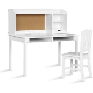 CostwayEnsemble Bureau et Chaise pour Enfant Bureau pour Enfant avec Chaise Plateau Tiroirs Étagères Tableau d'Affichage en Liège Station Blanc - Publicité CostwayEnsemble Bureau et Chaise pour Enfant Bureau pour Enfant avec Chaise Plateau Tiroirs Étagères Tableau d'Affichage en Liège Station Blanc - Publicité