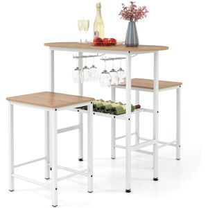 CostwayEnsemble de Table de Hauteur de Comptoir 3 Pièces Table à Manger Ovale et 2 Tabourets avec Porte-Bouteilles Porte-Verres à Vin Naturel - Publicité CostwayEnsemble de Table de Hauteur de Comptoir 3 Pièces Table à Manger Ovale et 2 Tabourets avec Porte-Bouteilles Porte-Verres à Vin Naturel - Publicité