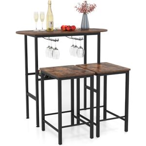 CostwayEnsemble de Table de Hauteur de Comptoir 3 Pièces Table à Manger Ovale et 2 Tabourets avec Porte-Bouteilles Porte-Verres à Vin Café - Publicité CostwayEnsemble de Table de Hauteur de Comptoir 3 Pièces Table à Manger Ovale et 2 Tabourets avec Porte-Bouteilles Porte-Verres à Vin Café - Publicité