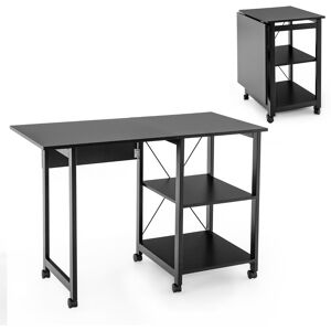 CostwayBureau Pliable pour Ordinateur Table de Travail Moderne avec 2 Étagères de Rangement Table pour Ordinateur Portable avec 6 Roulettes Noir - Publicité CostwayBureau Pliable pour Ordinateur Table de Travail Moderne avec 2 Étagères de Rangement Table pour Ordinateur Portable avec 6 Roulettes Noir - Publicité